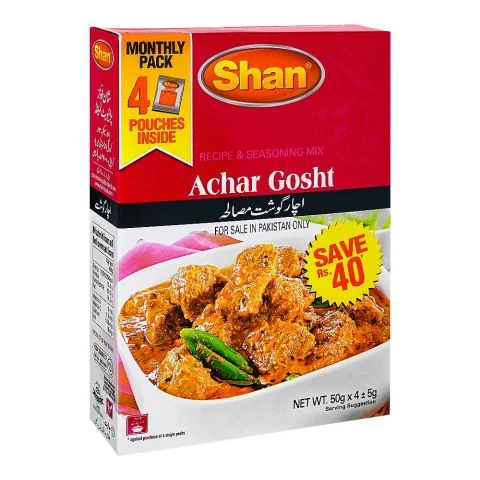 Shan Visit the Store Shan Achar Gosht Recipe Masala, 60g x 4