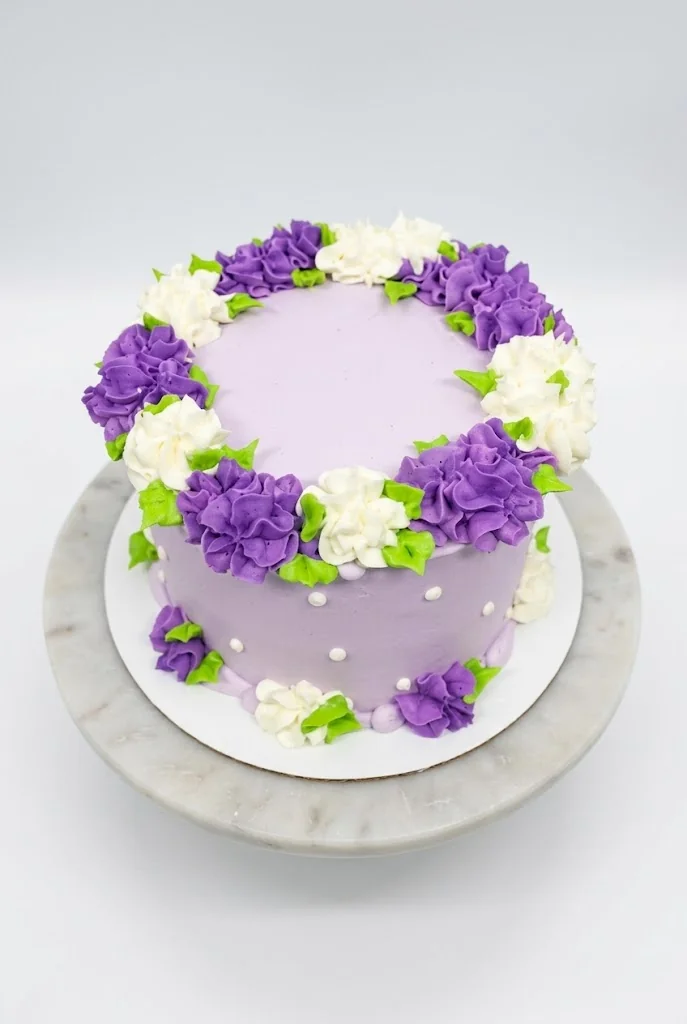 Pastel Purple Floral Garden Cake