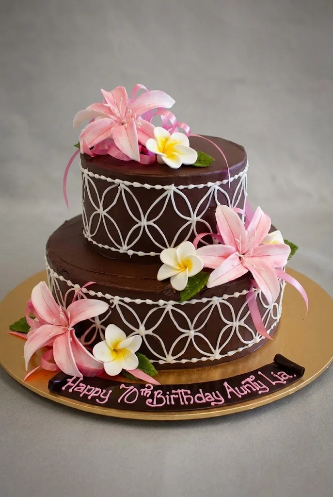 Tropical Floral Chocolate Cake