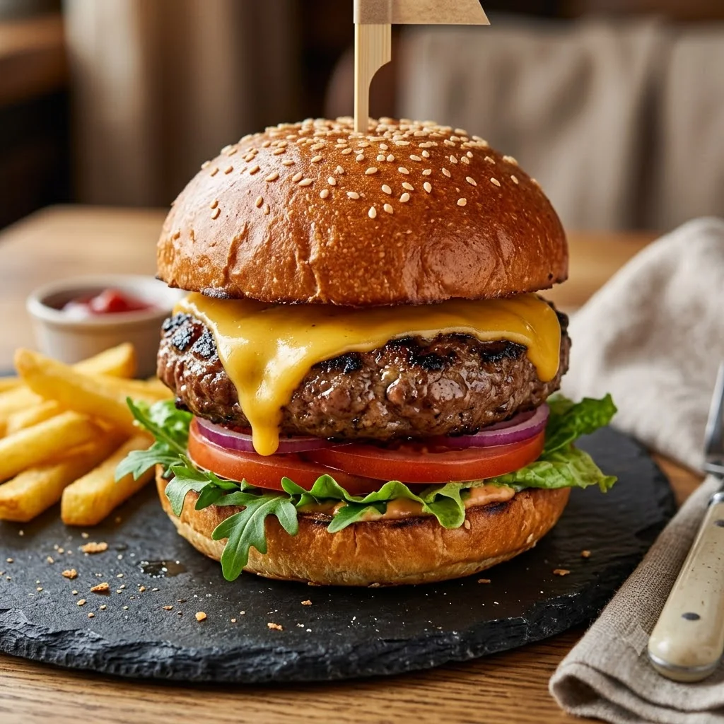 Grilled Burger With Cheese